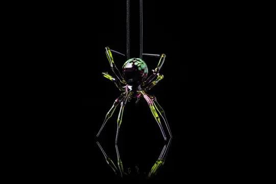 Purple Green Glass Spider Pendant – Art Glass Statement Necklace