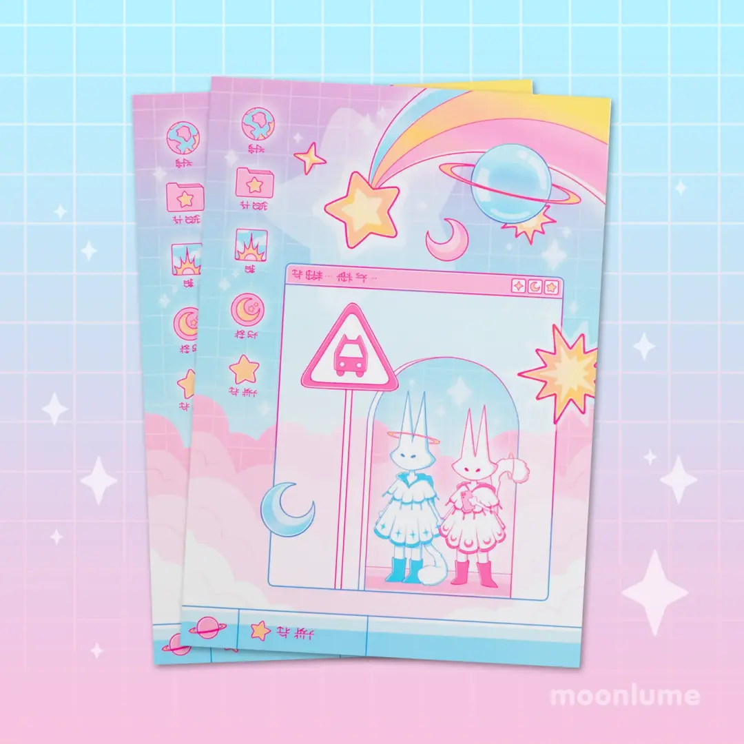 Cosmic Cat Dreamers - A5 art print (matte)