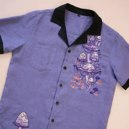 [LINEN BUTTON DOWN] Fungi Forest