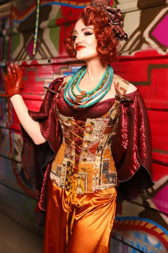 Marie Overbust Corset in Amber Tapestry - The Magic Carpet Ride Collection