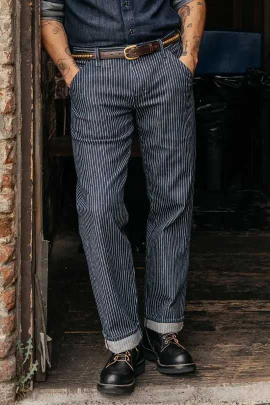 The Barrel Classic Straight Workwear Pants - Stripe Rinse 14oz Selvedge