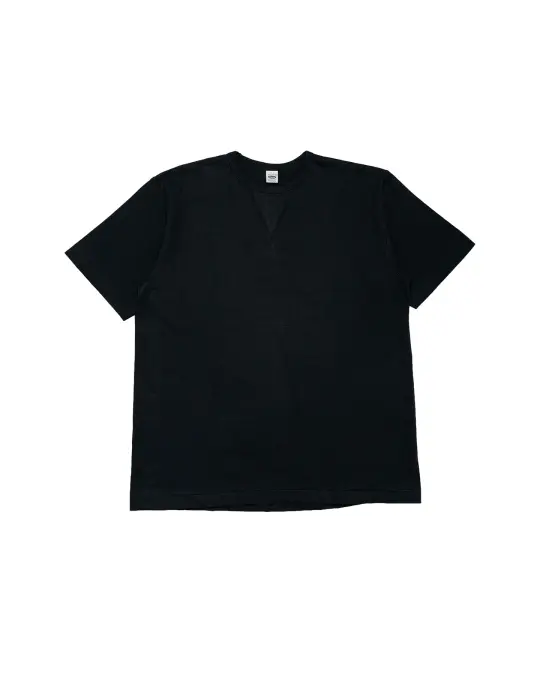 Denime Lot. 275 Front V Crew Neck T-Shirt Solid Color Black