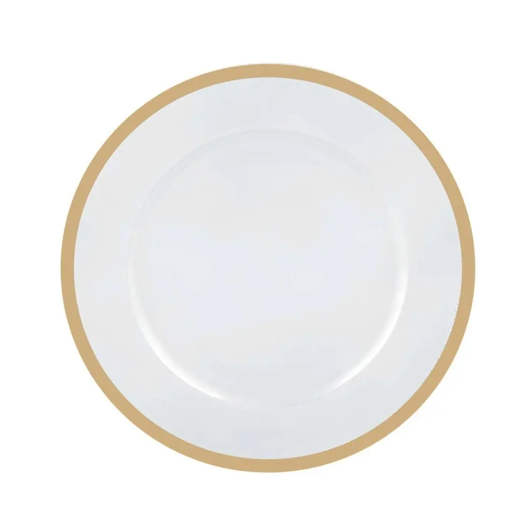13" Clear and Gold Plastic Charger Plate | 1 Charger