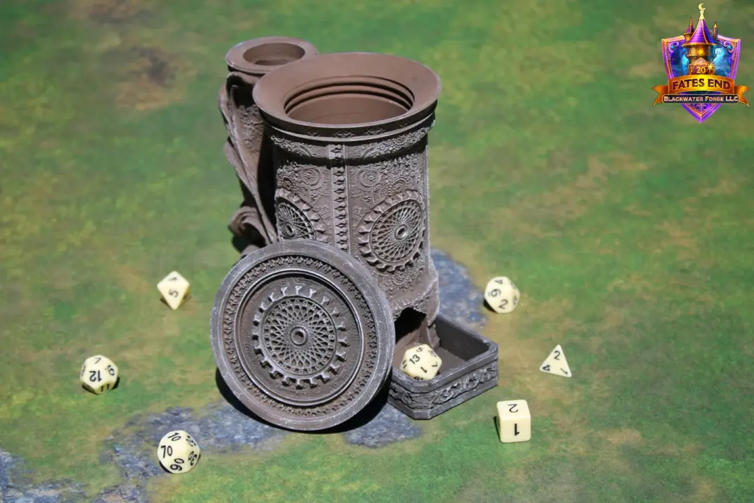 Artificer Steampunk 3D Printed RPG Dice Tower & Can Holder Combo: Fate's End Collection