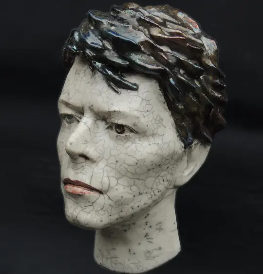 *SALE* 'Serious Moonlight' Ceramic Sculpture (Unique Raku Piece)