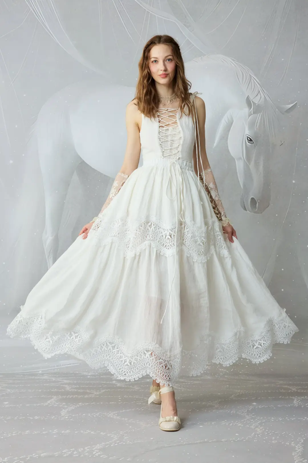 Moonstone 22 |Lace linen Maxi skirt