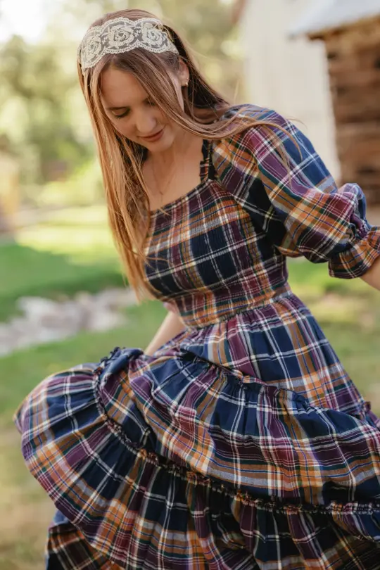 Madeline Dress in Midnight Plaid