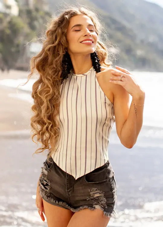Enid Top in Black & White Stripe