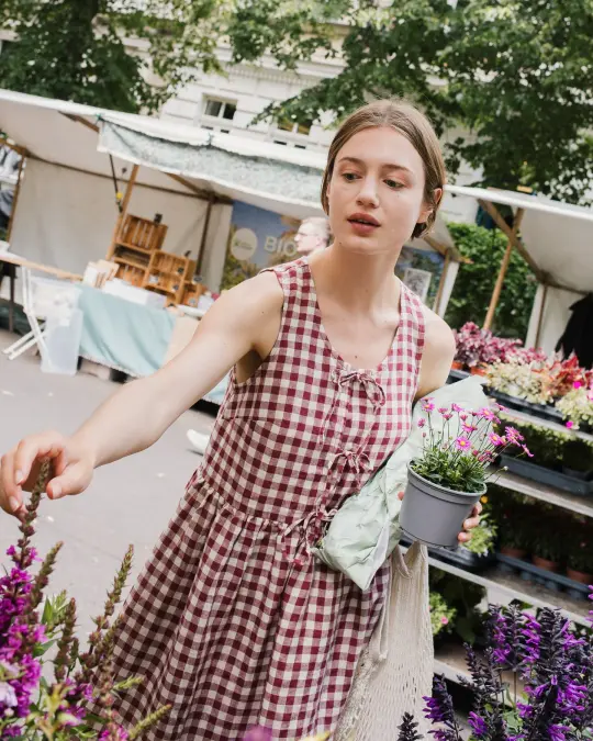 EDAM bow tie sleeveless linen dress