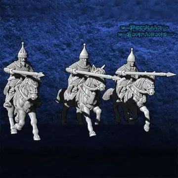 Unpainted 28mm 3D-printed Muscovite light lancers, 3 mounted miniatures — tabletop miniatures for historical wargaming, D&D & Pathfinder