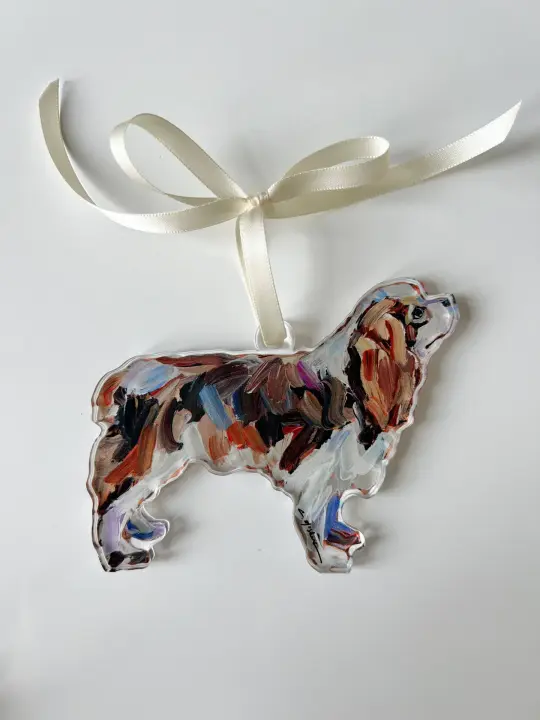 Cavalier King Charles Blenheim Acrylic Christmas Dog Ornament