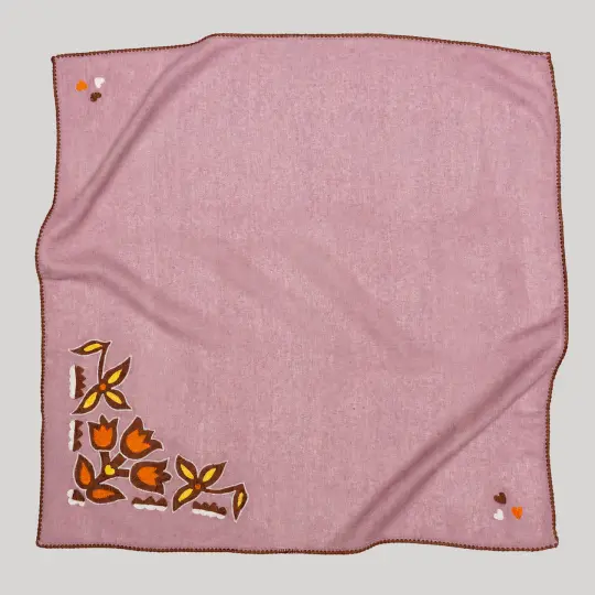 Chainstitch Silk Noil Bandana | Viola Tulips  (PRE-ORDER FEBRUARY DELIVERY)