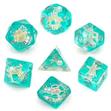 Starfish Dice Set. Green ocean themed dice set