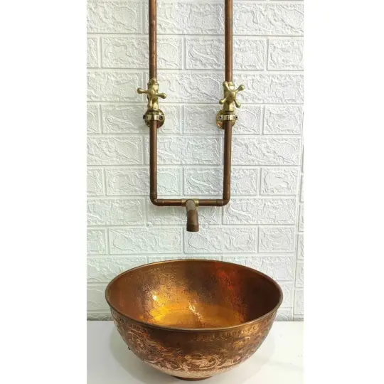 Antique Copper Wall Mount Faucet Sink