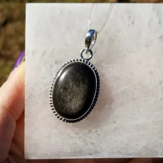 Black Symphony - Sheen Obsidian Pendant in Sterling