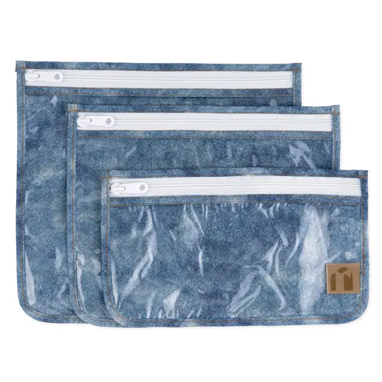 Clear Travel Bag 3 Pack: Crushed Denim