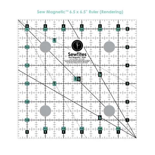 Sew Magnetic 6-1/2in x 6-1/2in Ruler - Right-Handed