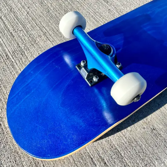 Blue Stained Complete Skateboard w/ Metallic BlueTrucks