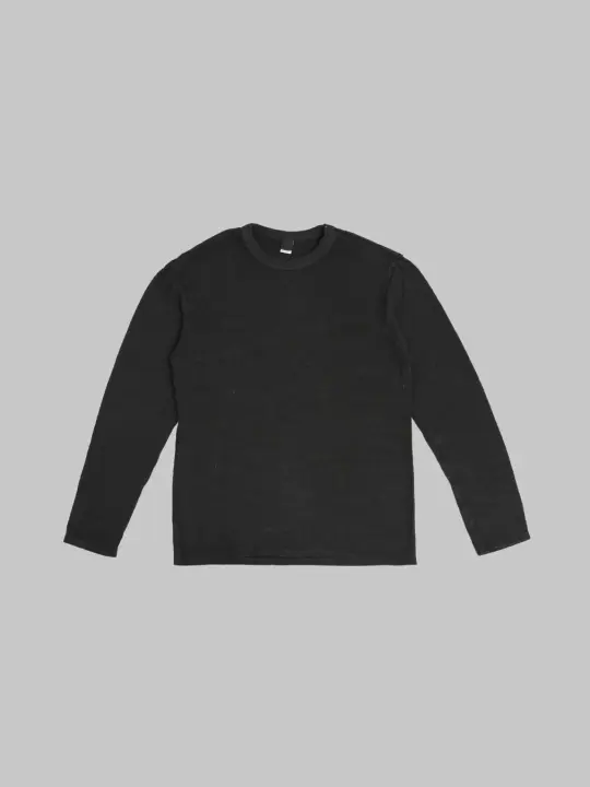 UES 100% Linen Long Sleeve T-Shirt Black