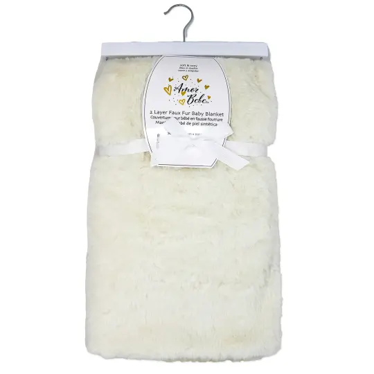 Baby Mode Baby Boys and Baby Girls Faux Fur Plush Blanket, Ivory