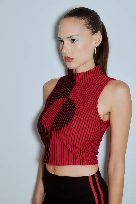 Blood Stripe Sleeveless Crop Top