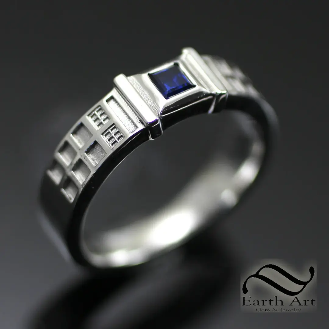 Petite Tardis Ring with Square Sapphire