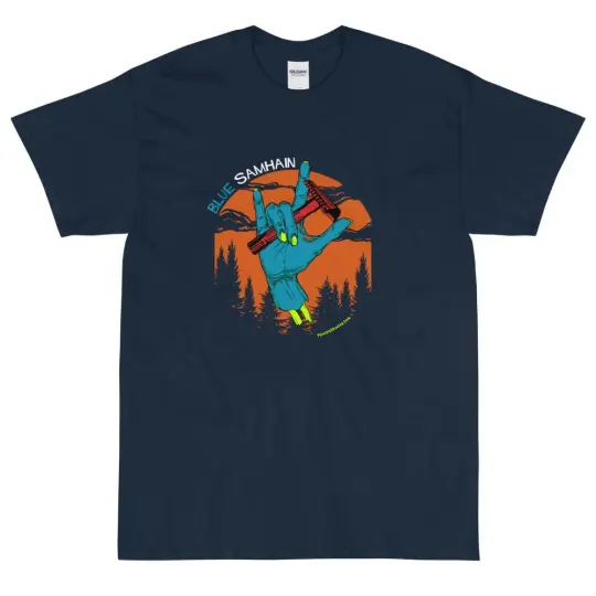Blue Samhain 2021 Epic Short Sleeve T-Shirt | Heavy Weight Sturdy Cut | "Shave or Die!"