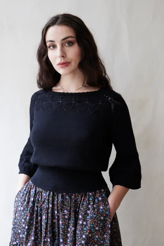 “Malva” pull léger en coton et cachemire black