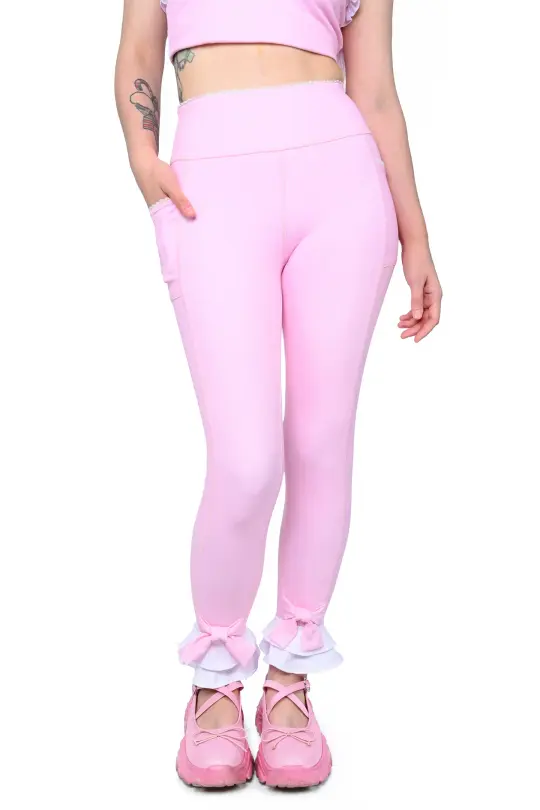 Pink Ruffle Leggings