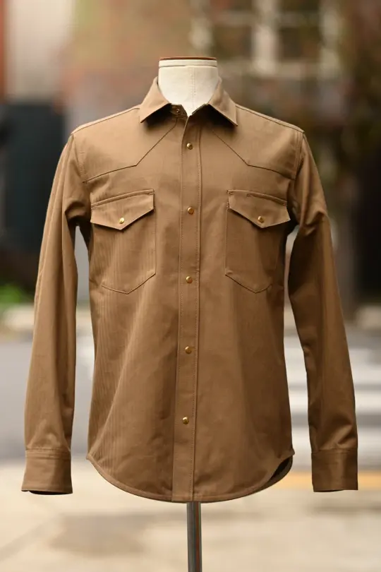 Townes Western Shirt - 9oz Coyote Cotton Herringbone Twill