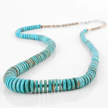 Long Heishi Beads Turquoise Necklace