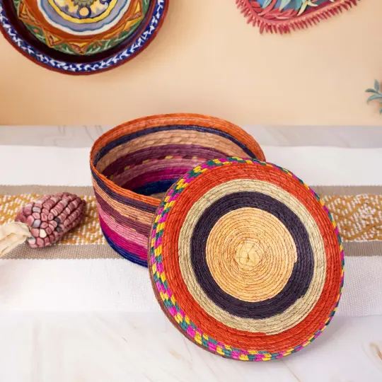 Multicolor Palm Woven Tortilla/Bread Basket