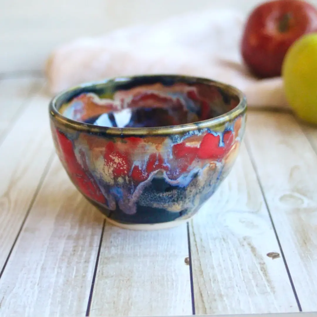 Gorgeous Multicolored Yunomi Tea Cup, 12 oz. Ceramic Stoneware Made in USA