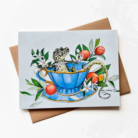 Lizard in Teacup Card