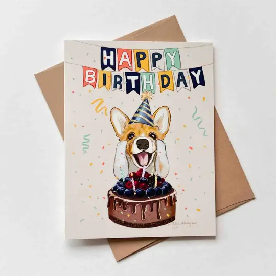 Corgi Birthday Card, Wholesale 6 Pack