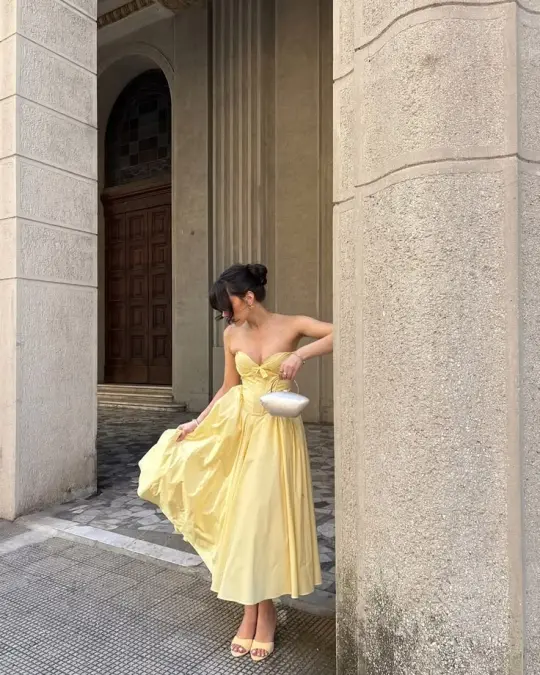 Resort Chiffon Flowy Prom Gown Pastel Yellow Women's Maxi Birthday Dress Casual Dress RS2985