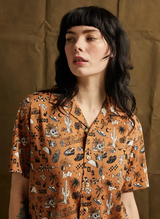 Raise Hell Eat Tacos Button-Up