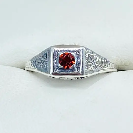 Garnet Ring - Size 5, Natural Gemstone, Art Deco Jewelry #D155 - Ready to Ship