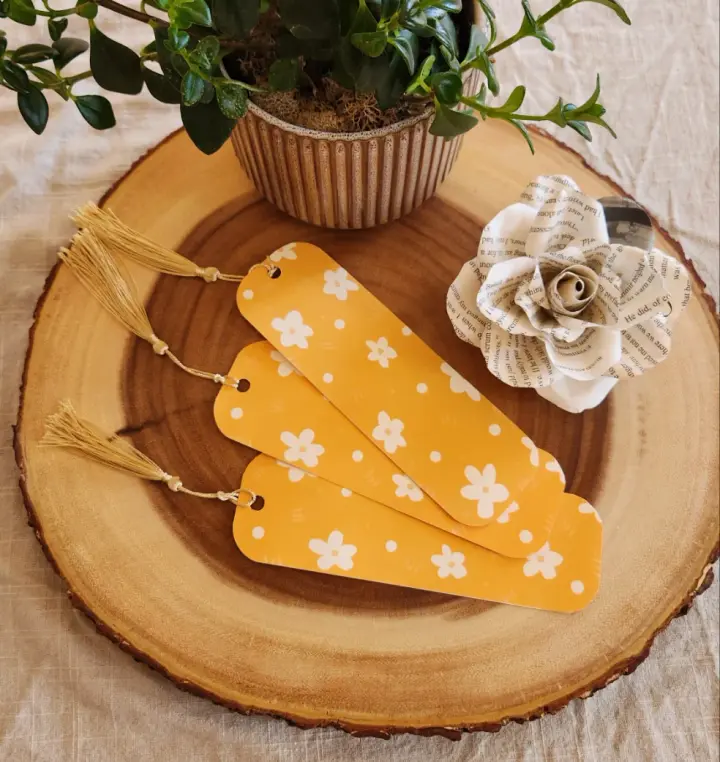Orange Floral Bookmark