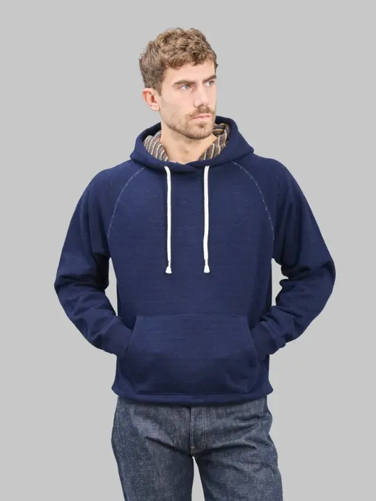 Wonder Looper Pullover Hoodie Real Indigo Blanket Striped French Terry