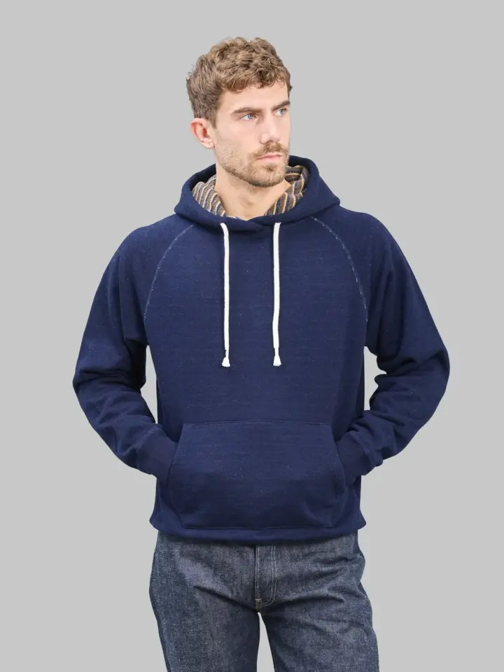 Wonder Looper Pullover Hoodie Real Indigo Blanket Striped French Terry