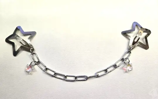 super star - stainless steel & mixed metal alt hair chain