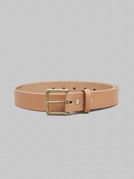 Momotaro Jeans MMGD1001 Gold Buckle Benz Leather Belt Natural