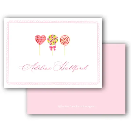 Watercolor Lollipop with Bow Enclosure Card