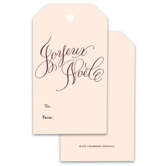 Pink and Plum Joyeux Noel Holiday Gift Tags, Set of 12