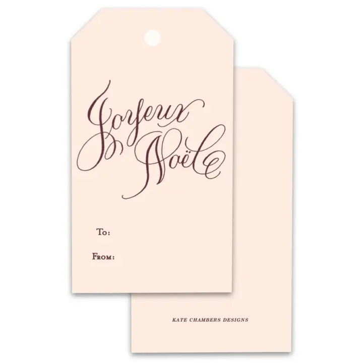 Pink and Plum Joyeux Noel Holiday Gift Tags, Set of 12