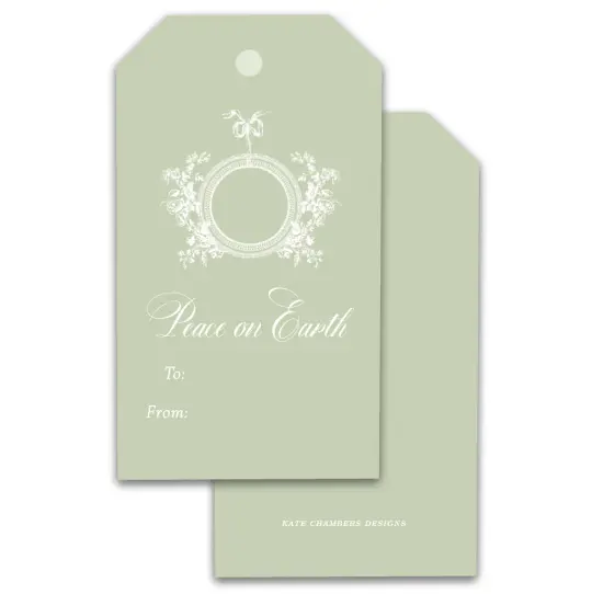 Sage Green Peace on Earth Holiday Gift Tags, Set of 12