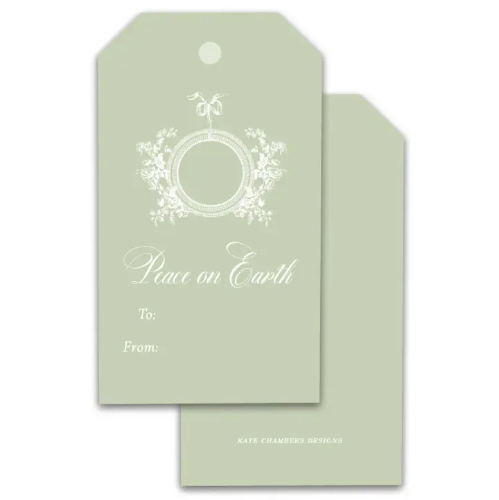 Sage Green Peace on Earth Holiday Gift Tags, Set of 12