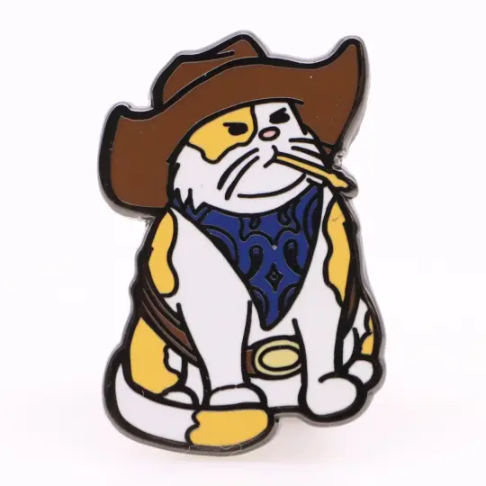Cowboy Cat Enamel Pin - Gothic Cat Lapel Pin - Alternative Accessories