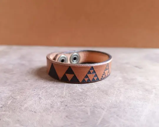 Sierpinski Triangle Leather Bracelet | Math & STEM Gift